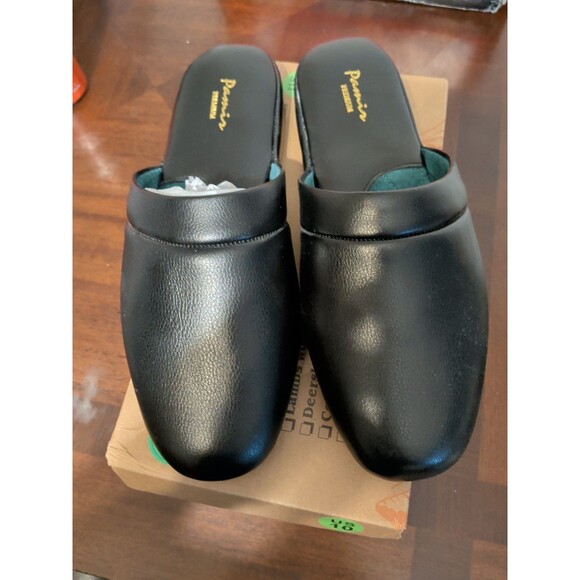 PAMIR Men\'s Genuine Leather Scuff Slippers with Memory Foam Size 10